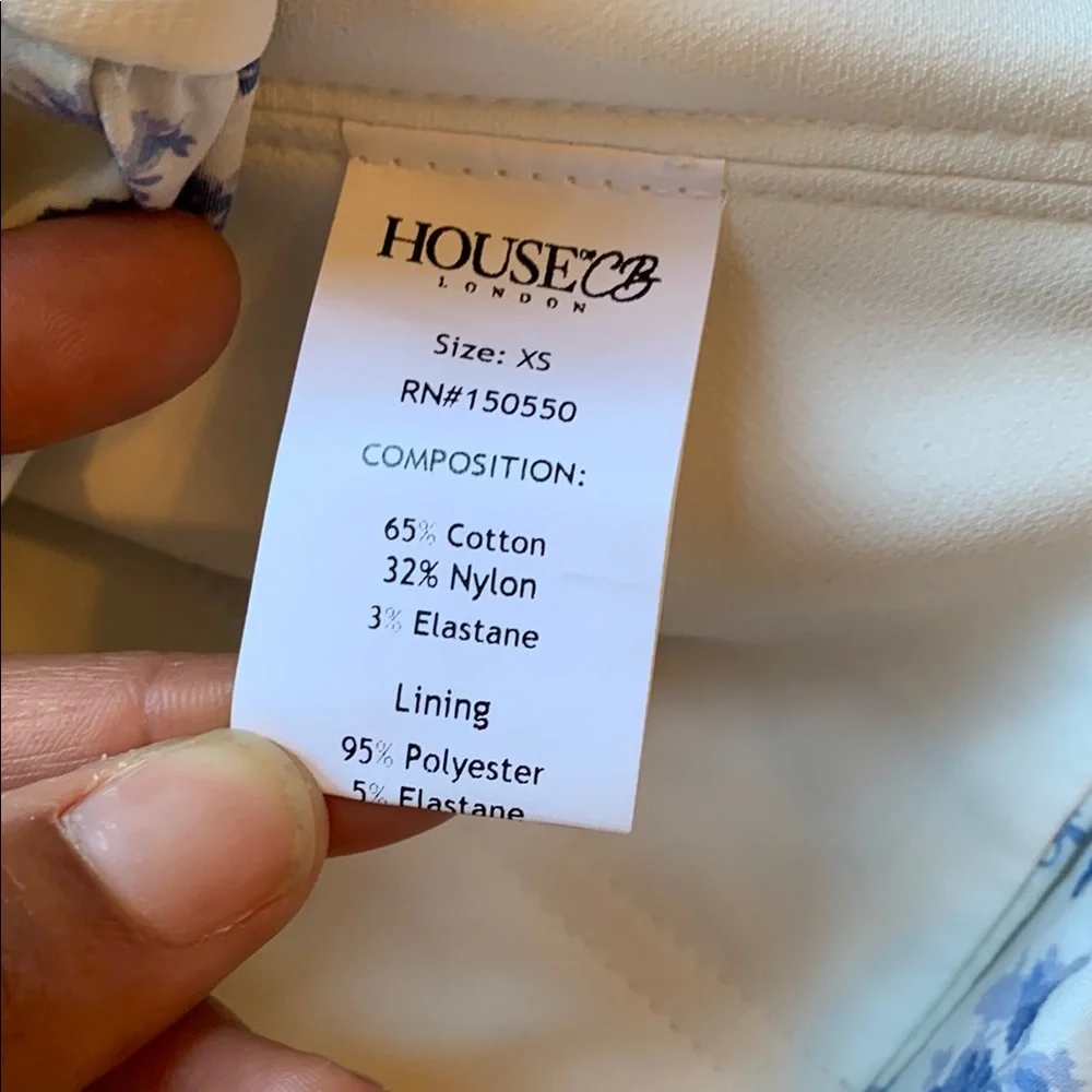 House of CB | EUC Blue Print Cropped Corset Top | Sz XS - Picture 5 of 12